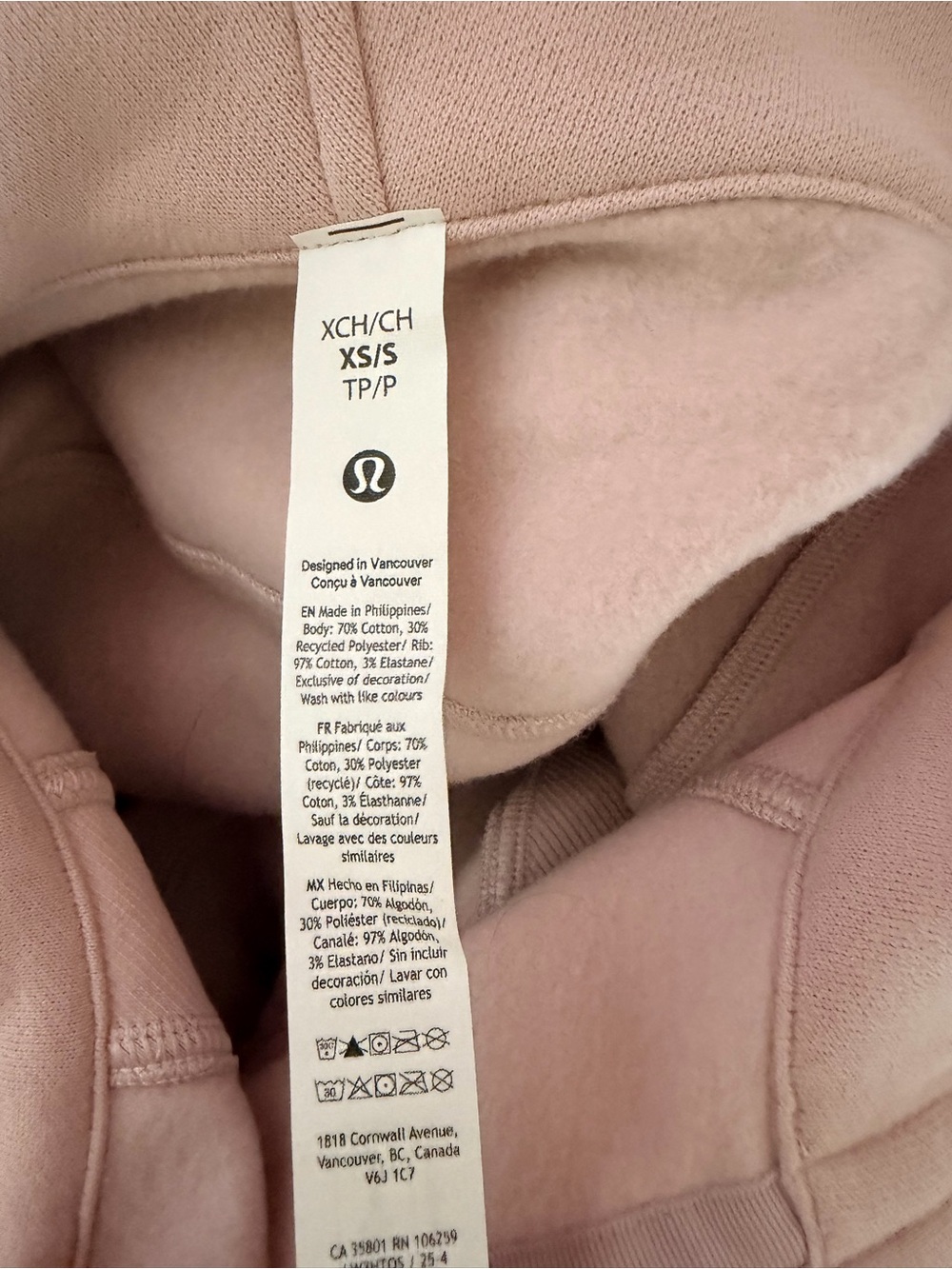 NWT Lululemon waist length oversized hooded scuba size xs/s porcelain pink - Picture 12 of 13